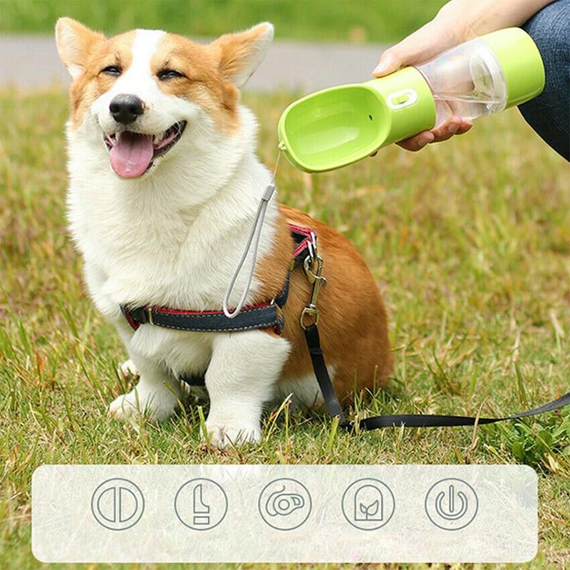 🐾 All-in-One Portable Pet Water Food Bottle for Walking & Travel