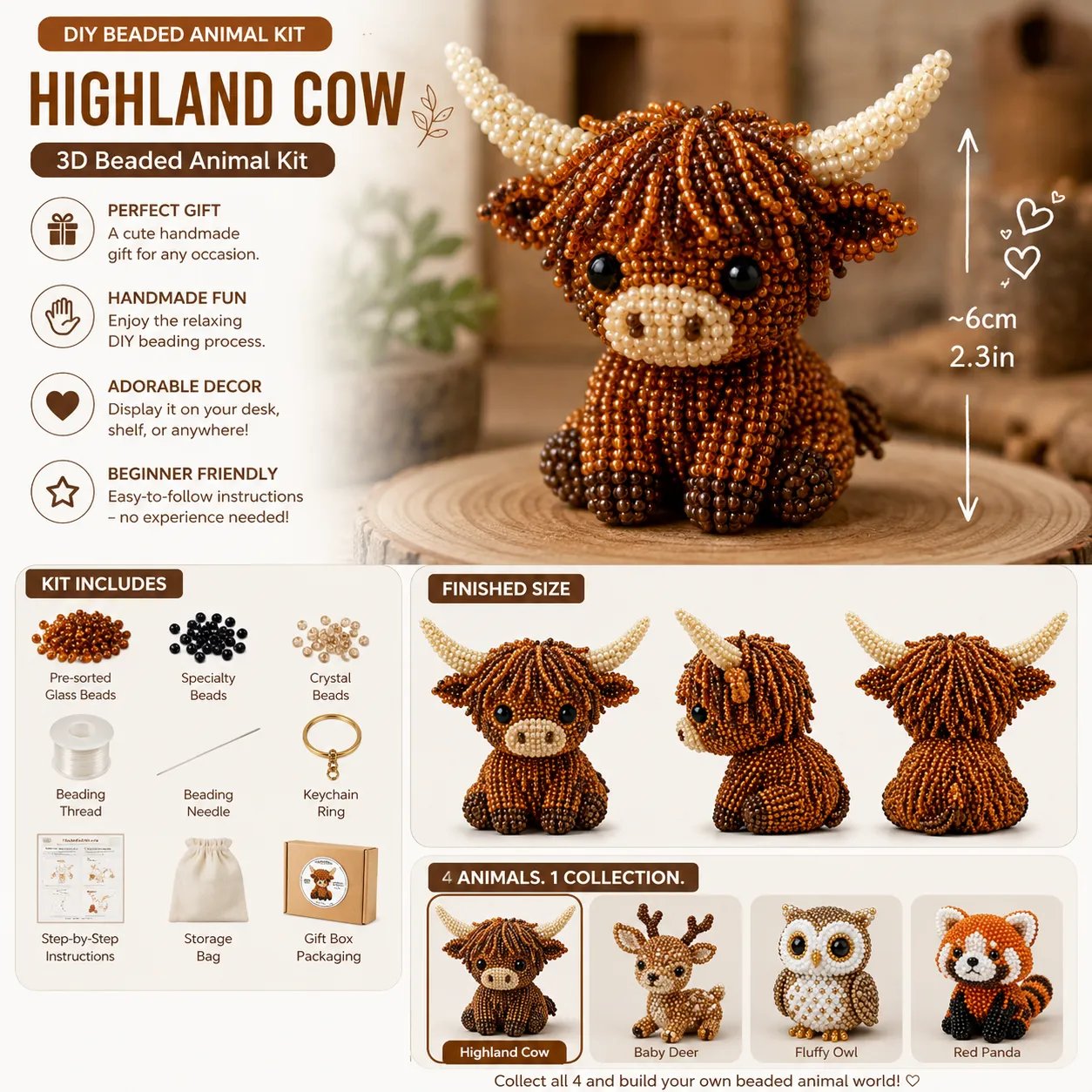 🔥2026 Hot Sale -🧵 3D Beaded Animal DIY Kit | Perfect Gift for Craft & Animal Lovers ✨