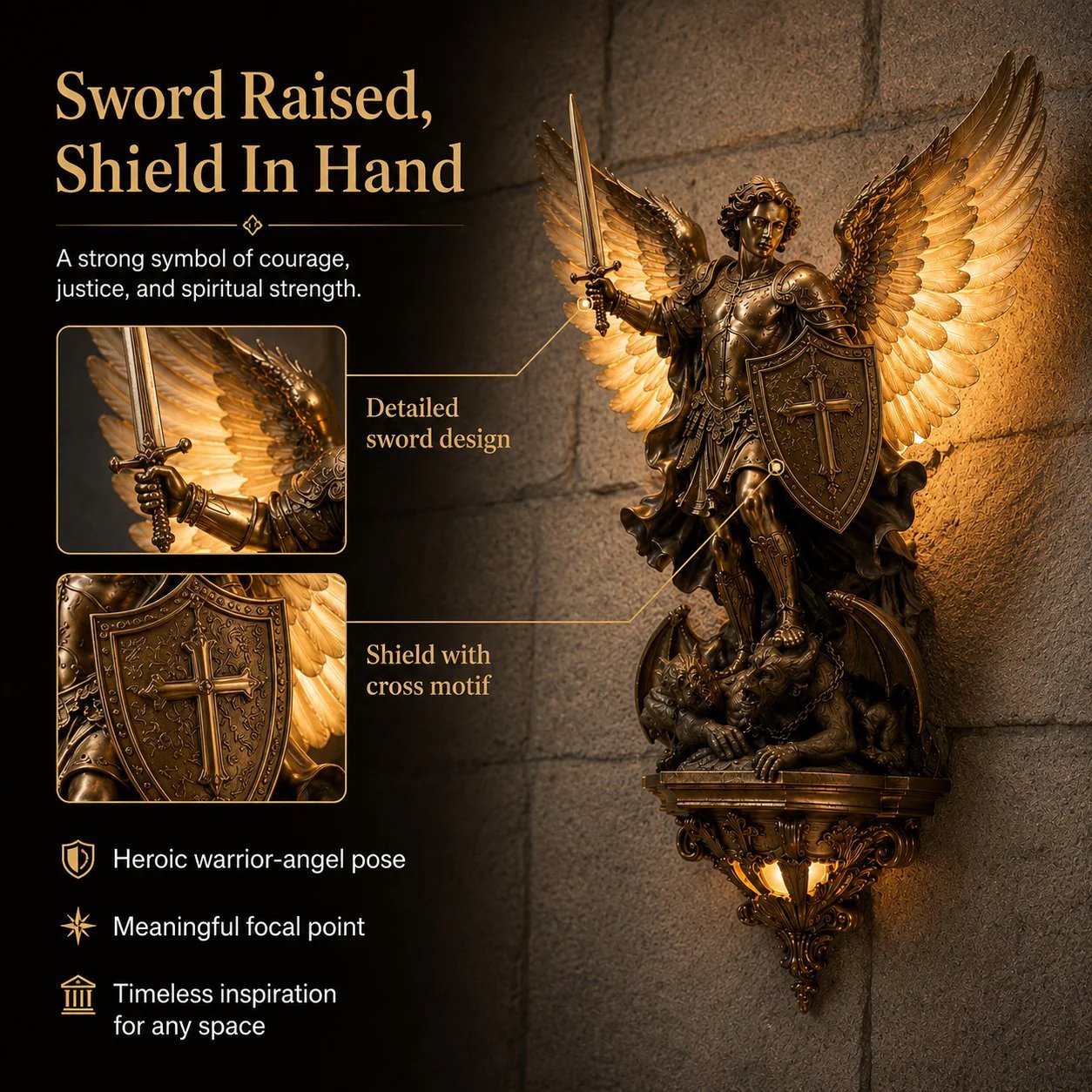 🔥 50% OFF TODAY ✨ Divine Archangel Wall Light | Protection & Faith Decor