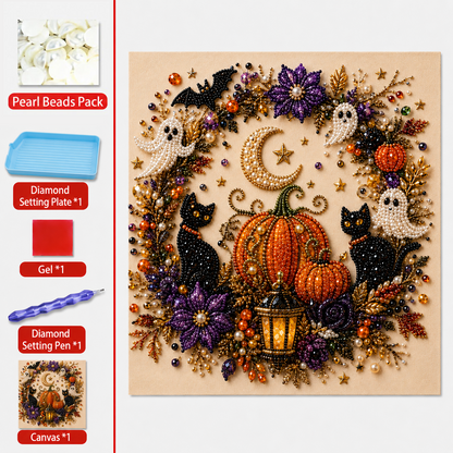 💥 Last Day 49% OFF – 👻✨ Halloween Pearl Art DIY Kit – Turn Tiny Pearls into Spooky-Cute Magic