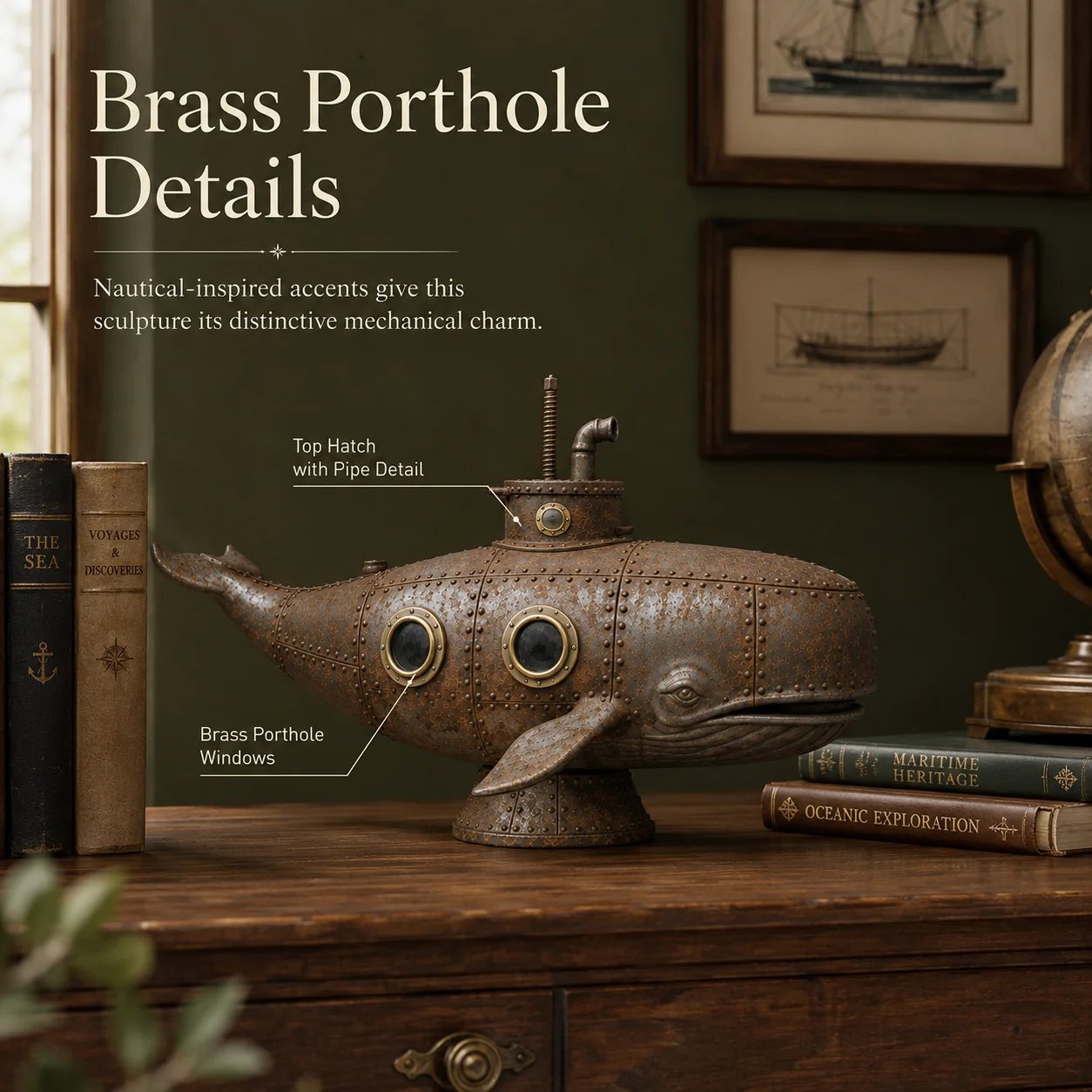 🐳Vintage Mechanical Whale Sculpture