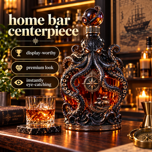 🐙Octopus Whiskey Decanter – Unique Nautical Bar Decor & Statement Gift