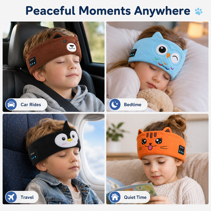 🐻 Kids Calming Cartoon Bluetooth Headband | Stop Tantrums, Soothe Fussy Kids & Give Parents Peace & Quiet