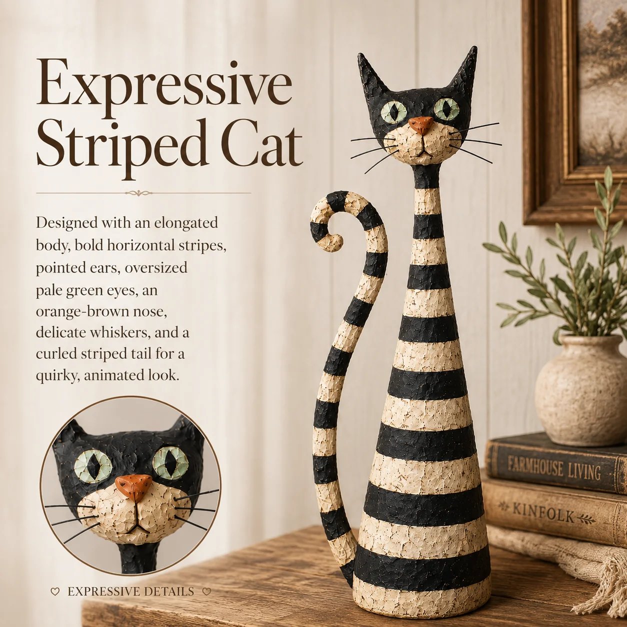 Vintage Cat & Lady Sculptures