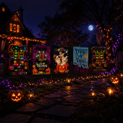 Light Up Your Yard This Halloween! Spooky Solar LED Garden Flags for Outdoor Decor