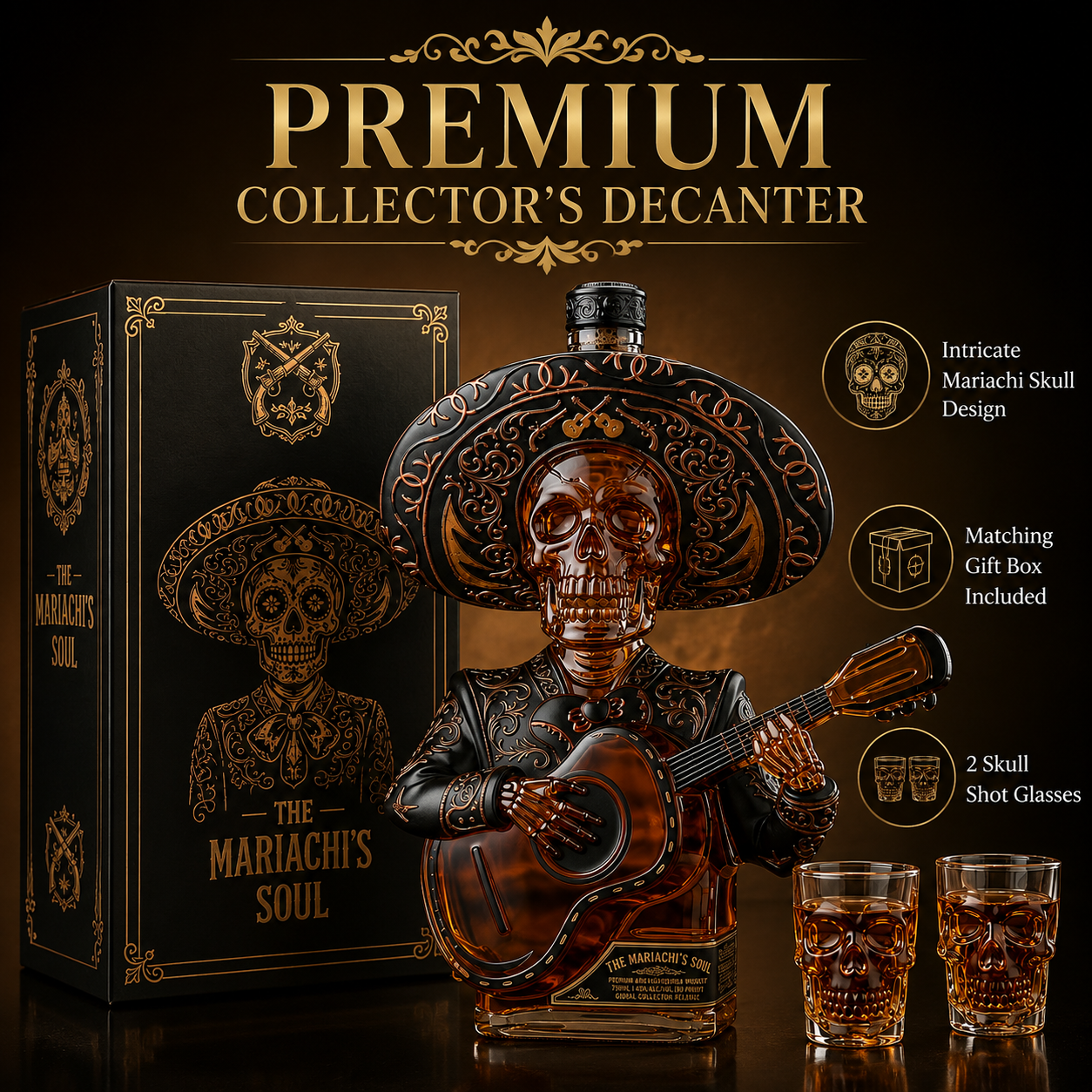 🥃 Limited-Time 50% OFF 💀 Mexican Mariachi Skeleton Decanter