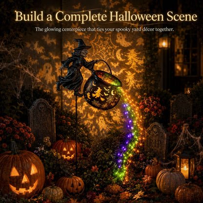 Halloween Witch Cauldron Solar Garden Light | 2026 Spooky Outdoor Decor
