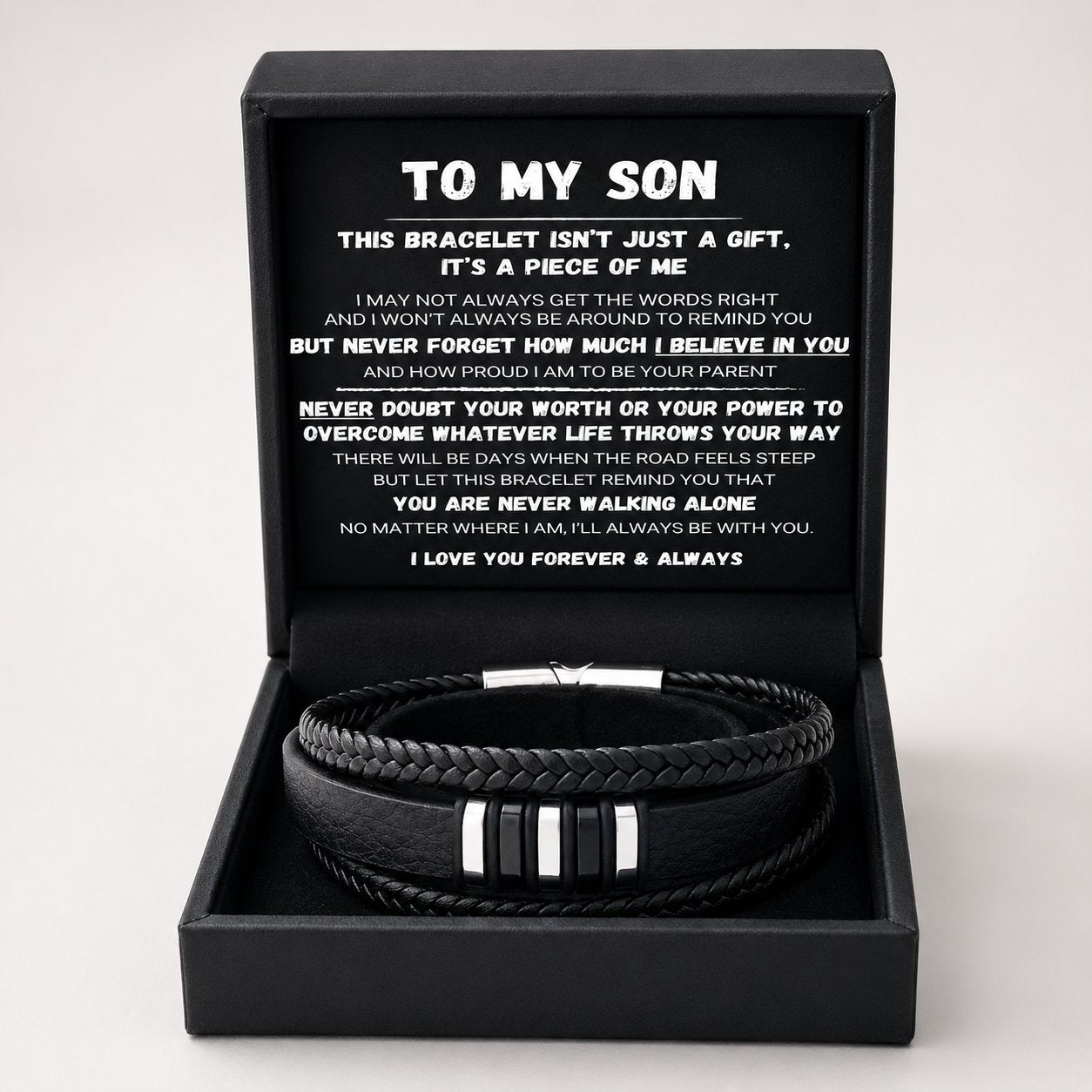 🖤To My Son — Never Walk Alone Braided Bracelet Set 🎁