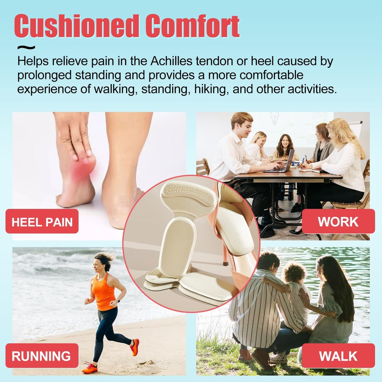 🔥🔥Buy 1 Get 1 Free🔥Anti-slip Heel Liners Soft Cushion Heel Protector Pads for Women Men Shoes