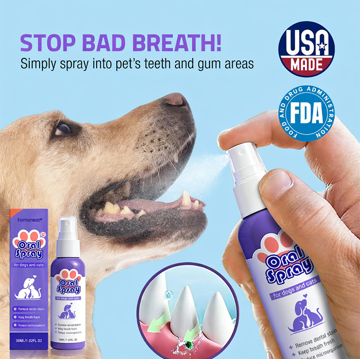 ⏰75% OFF ends soon! Fomonest® Pet Oral Spray ✅ Freshen Breath, Remove Tartar & Prom gum regeneration, stabilize teeth 🦷-$AC