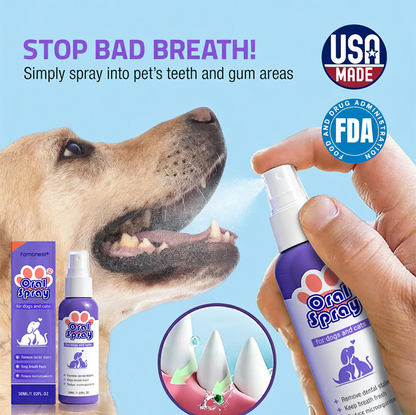 ⏰75% OFF ends soon! Fomonest® Pet Oral Spray ✅ Freshen Breath, Remove Tartar & Prom gum regeneration, stabilize teeth 🦷-$AC