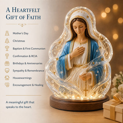 🔥LAST DAY 49% OFF - 🙏Our Lady of Starlight Illuminated Prayer Statue | Religious Decor & Faith Gift✨