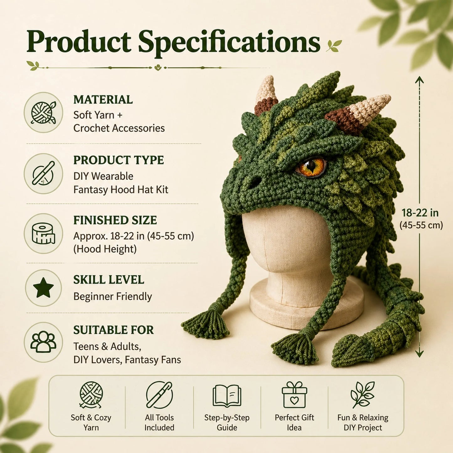 🔥LAST DAY 50% OFF - 🧵Fantasy Hood Hat DIY Crochet Kit – Create Your Own Magical Wearable Character Hat🎁Beginner Friendly