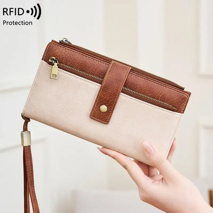 🔥Women's long wallet, stylish clutch, elegant solid color RFID blocking wallet