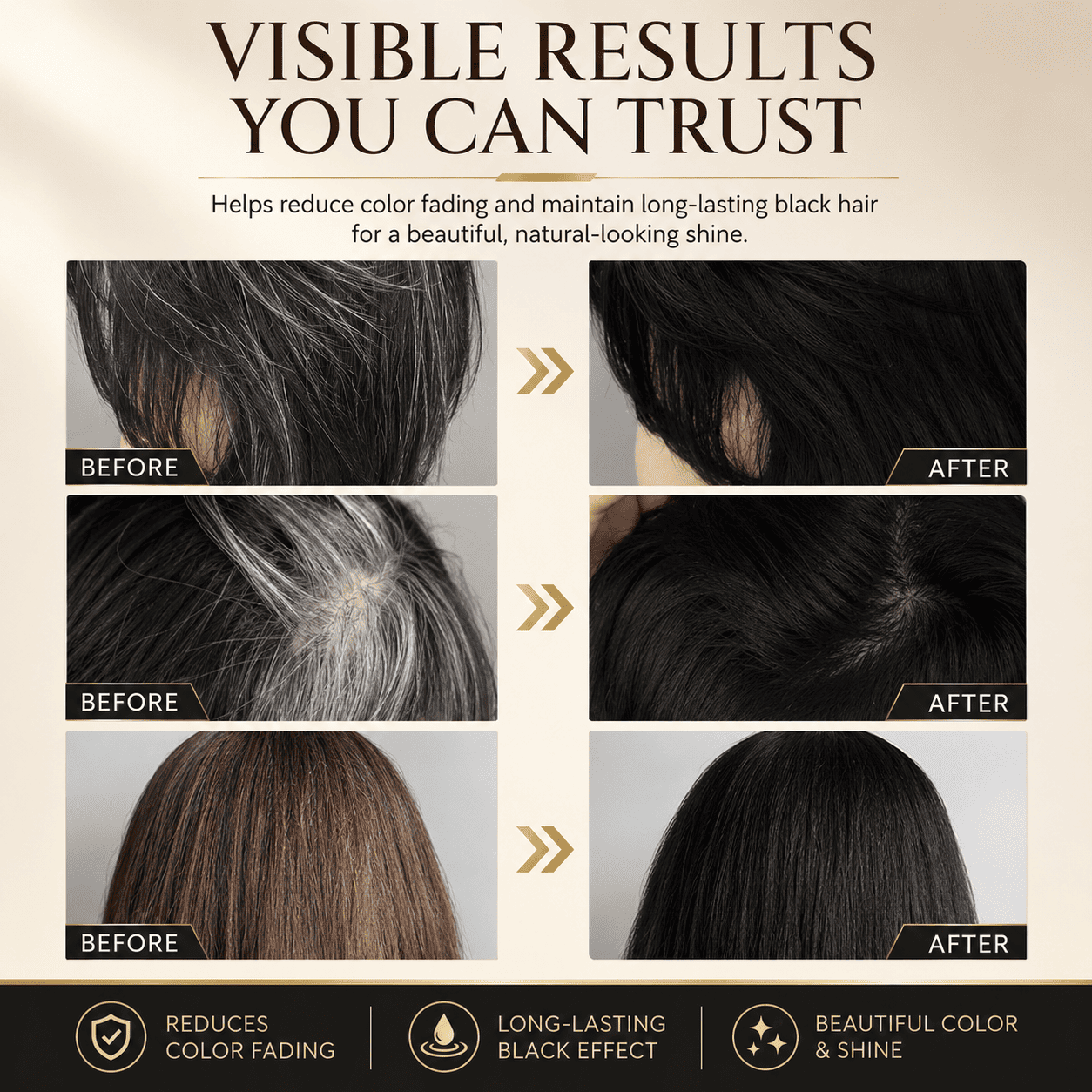 Salon-Grade Ammonia-Free Hair Color Comb - No-Mix Botanical Hair Dye for Natural Gray Coverage