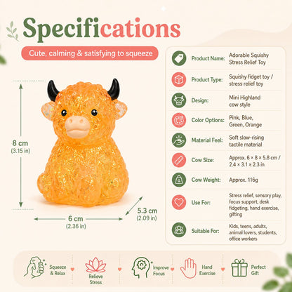 Adorable Squishy Highland Cow Stress Relief Toy