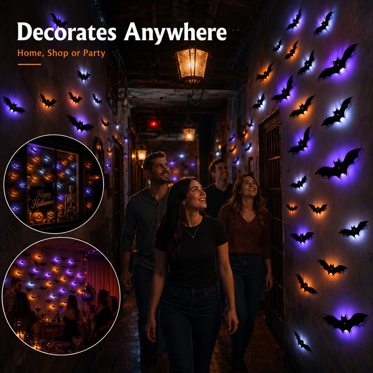 LED Bat Swarm Silhouette Lights, Transform Your Wall Into A Halloween Haunt