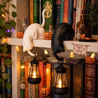 White Cat Hook with Lantern