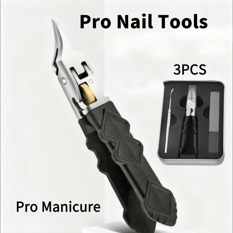🔥50% off today only🔥Black Anti-Slip Grip Gear Lock Nail Clipper Set with Ultra-Sharp Tips for Precise Access to Nail Grooves