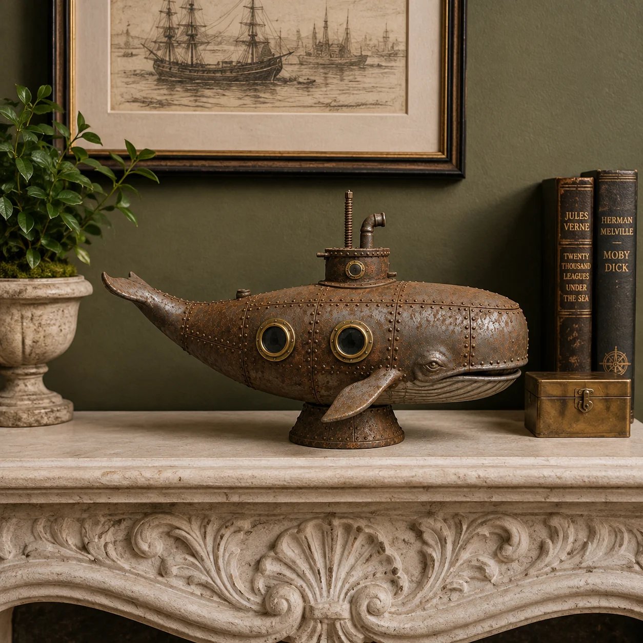 🐳Vintage Mechanical Whale Sculpture