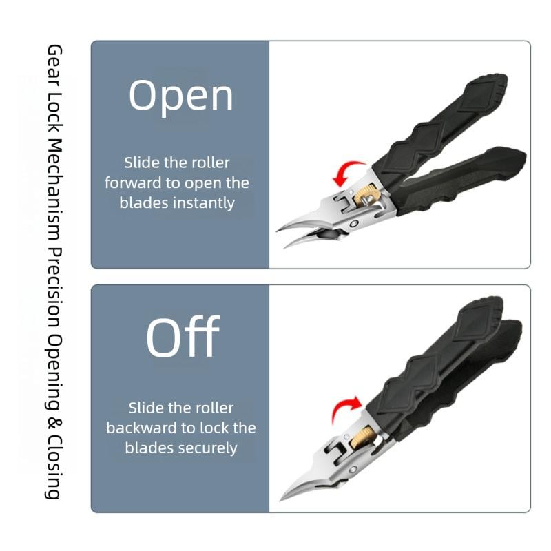🔥50% off today only🔥Black Anti-Slip Grip Gear Lock Nail Clipper Set with Ultra-Sharp Tips for Precise Access to Nail Grooves