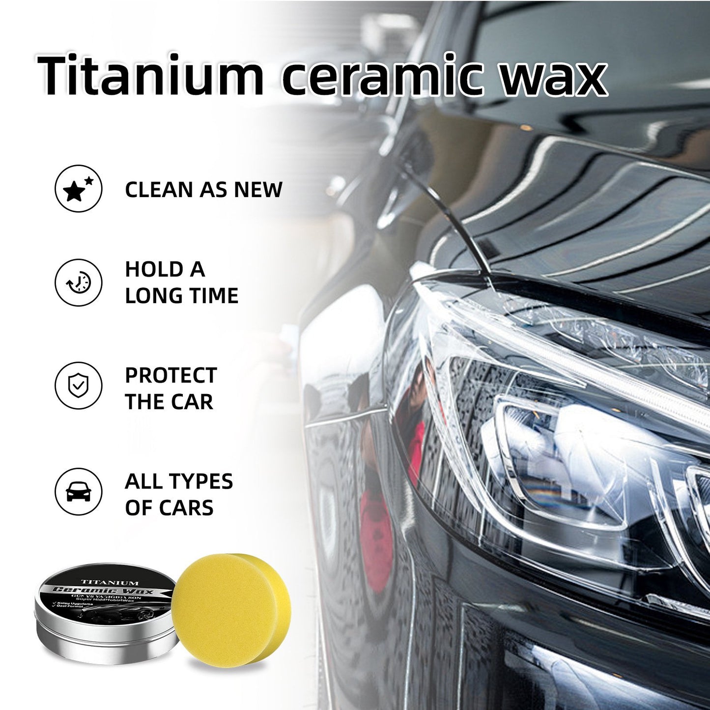 🚗Titanium Ceramic Wax Cream – 9H Hardness, Long-Lasting Shine & Protection ✨--Professional Car Detail Shop Grade | Hydrophobic & Easy to Use