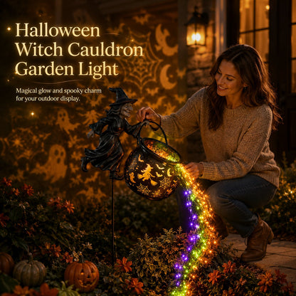 Halloween Witch Cauldron Solar Garden Light | 2026 Spooky Outdoor Decor