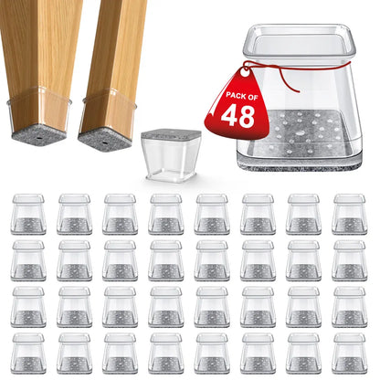 🛡️ 24Pcs Square Chair Leg Floor Protectors – Multi-Surface Protection