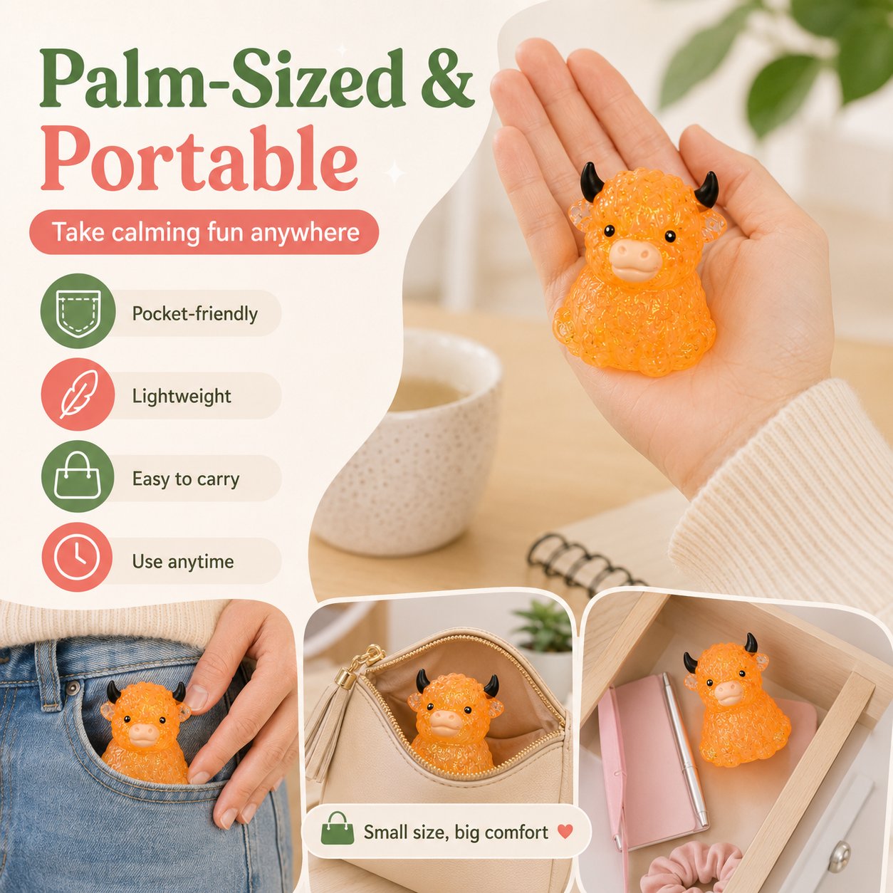 Adorable Squishy Highland Cow Stress Relief Toy
