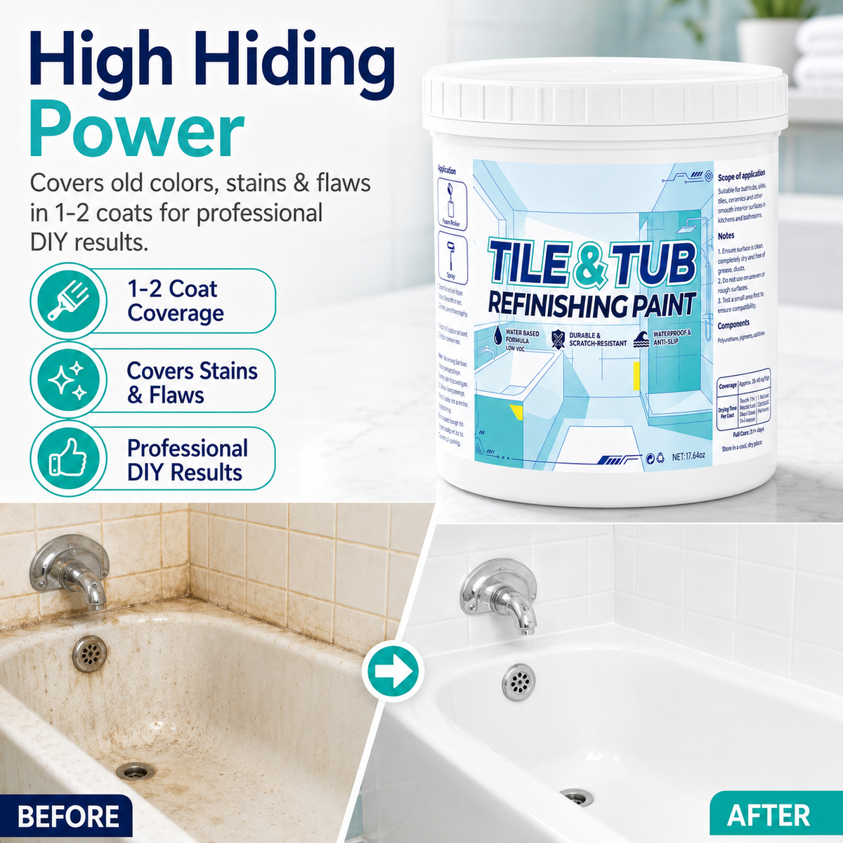 🔥Hot Sale - 49% OFF🔥Premium Tile & Tub Refinishing Paint Kit