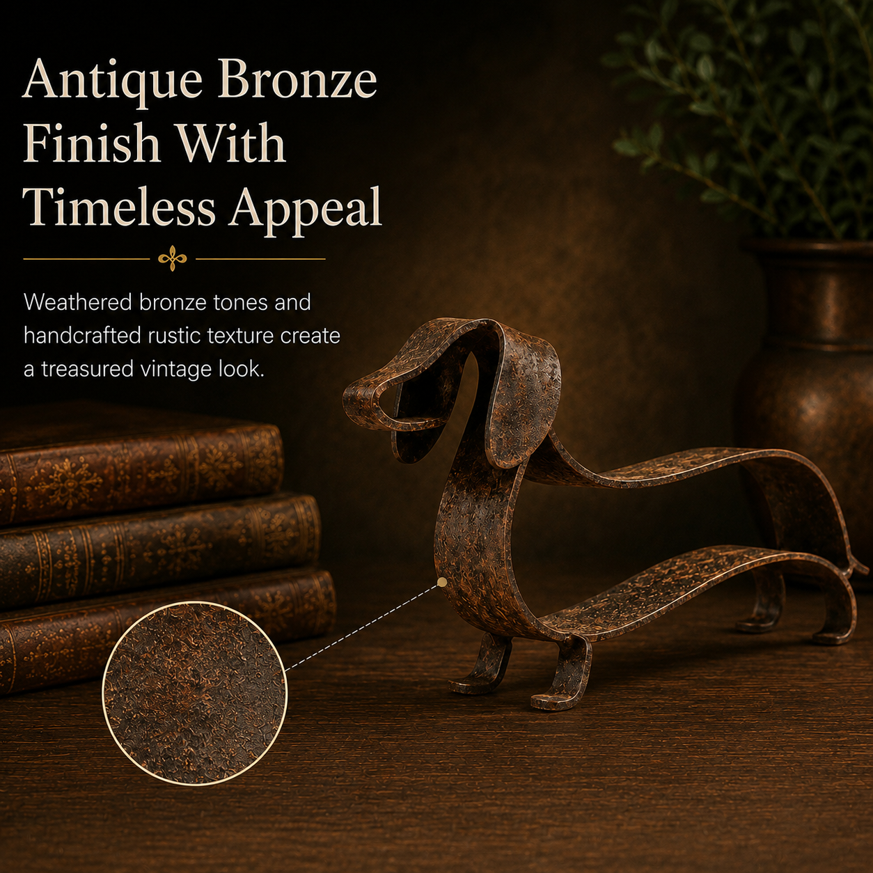 🐶✨Antique Bronze Dachshund Sculpture
