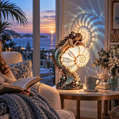 ✨🐚 Moon Tide Mermaid Nautilus Lamp🐚