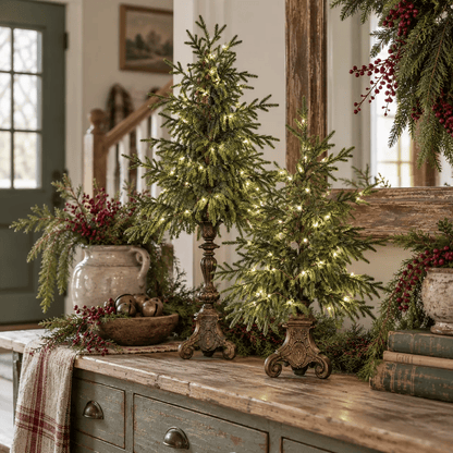 Vintage Lighted Norfolk Pine Trees