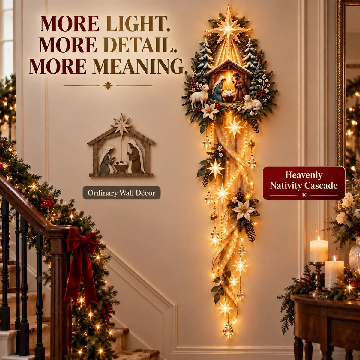 ✨🌟 Nativity Starfall Wall Light – A Meaningful Christmas Glow