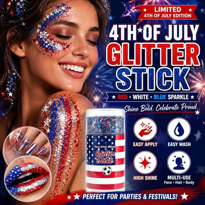 🎁🦅4th of July Glitter Stick✨🔔 Red, White & Blue Body & Hair Sparkle