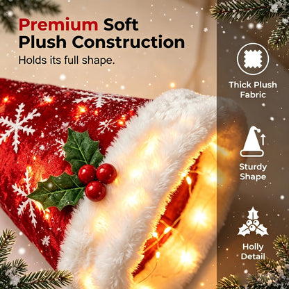 🎅✨Light‐Up Santa Hat Hanging Chandelier, Plush Christmas Pendant Light with Hanging Ornaments, Indoor & Covered Porch Holiday Decoration