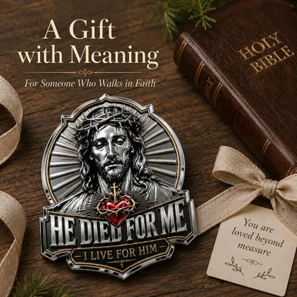 ❤️He Died For Me Emblem ✝️ | Waterproof • No Fade • No Rust • Adhesive