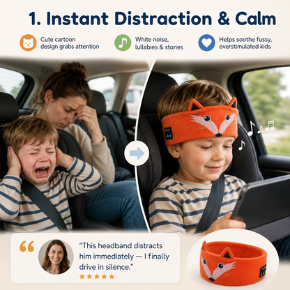 🐻 Kids Calming Cartoon Bluetooth Headband | Stop Tantrums, Soothe Fussy Kids & Give Parents Peace & Quiet