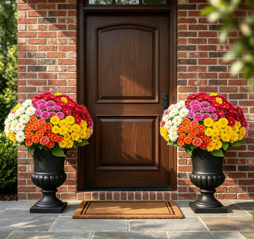 💥Last Day 70% OFF🌼- Artificial Outdoor Sunset Mums Flowers - UV resistant, Waterproof, Windproof