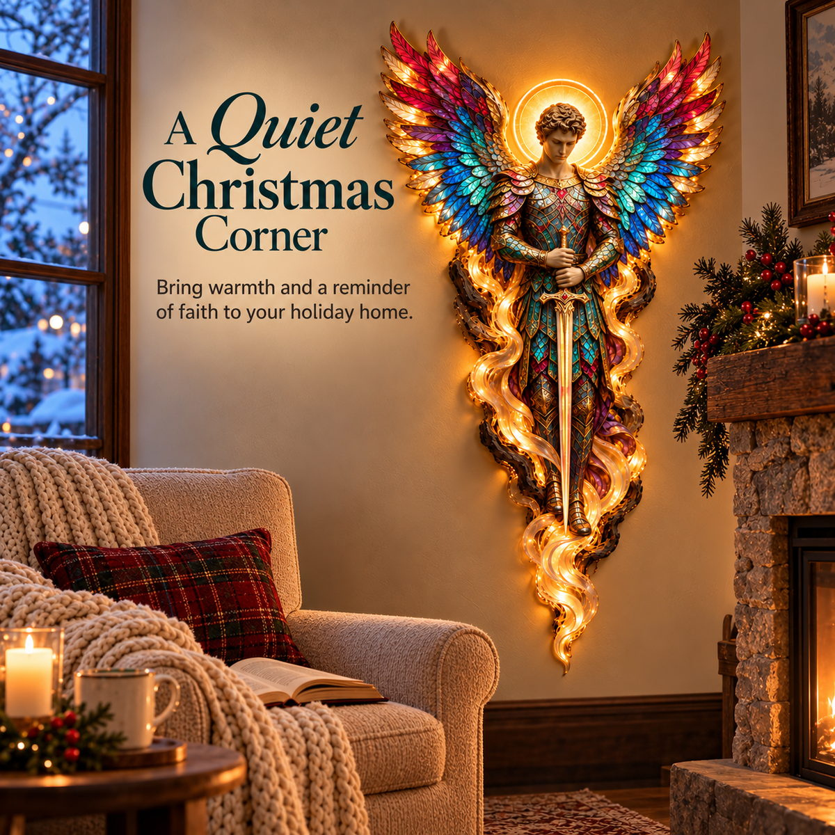 ✝️ Heavenly Radiance  Lighted Angel Wall Sculpture ✨