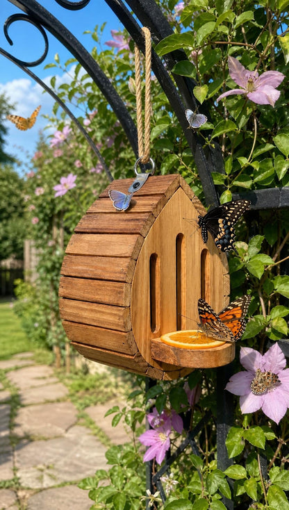 🦋Handmade Garden Butterfly House with Feeder Station