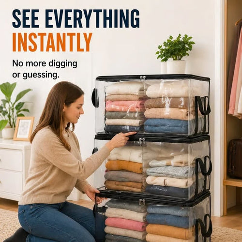 🔥Last Day 49% OFF📦Portable Large Heavy-Duty Thick Plastic Clear Storage Box with Hinged Lid | Home, Travel & Camping