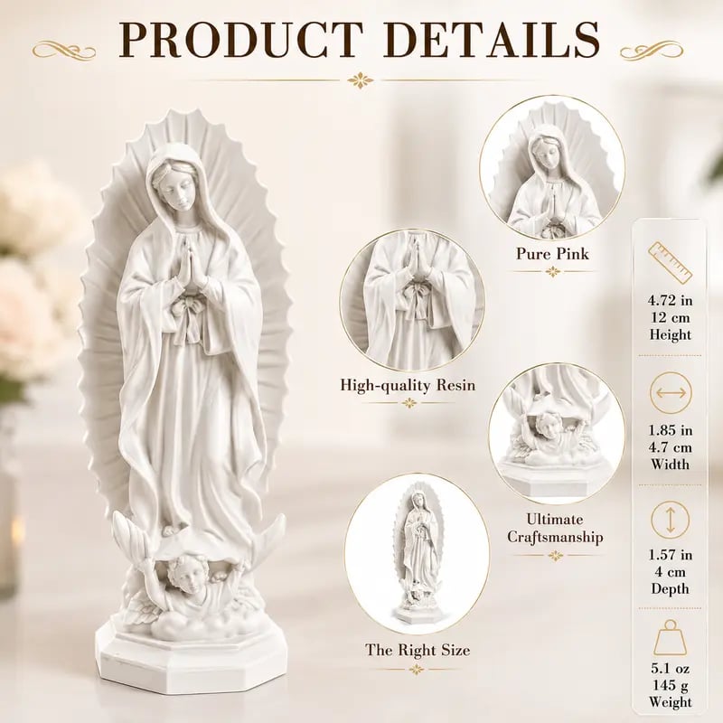 Resin Blessed Virgin Mary Rosary Holder Statue
