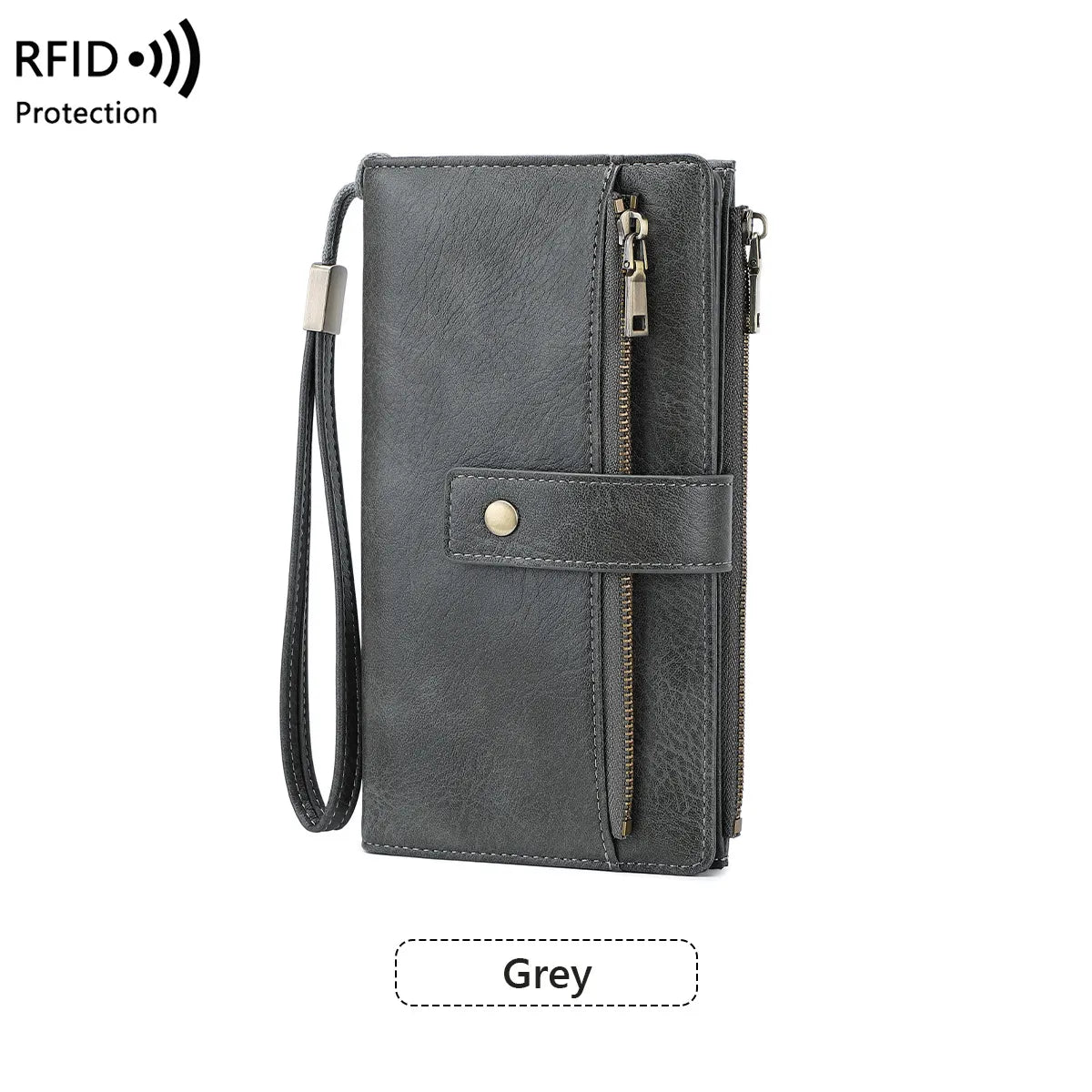 🔥Women's long wallet, stylish clutch, elegant solid color RFID blocking wallet