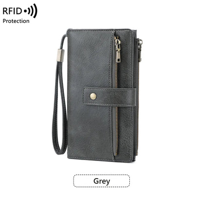 🔥Women's long wallet, stylish clutch, elegant solid color RFID blocking wallet
