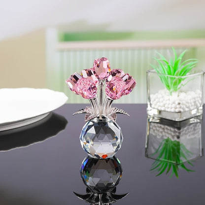 🔥Last day! 49% OFF✨Mother's Day Crystal Colorful Rose Vase Ornament