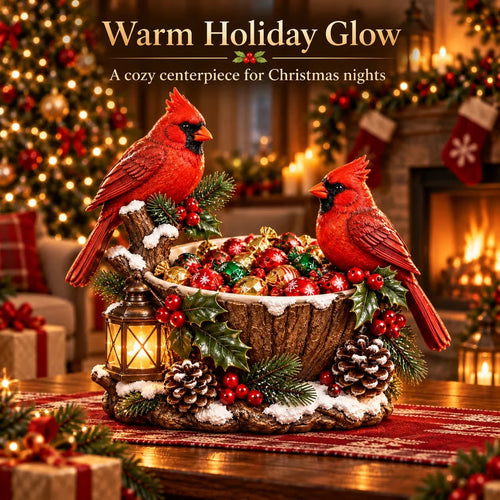 ⭐🎄 49% OFF | Lighted Cardinal Treat Bowl – A Cozy Christmas Centerpiece for Home