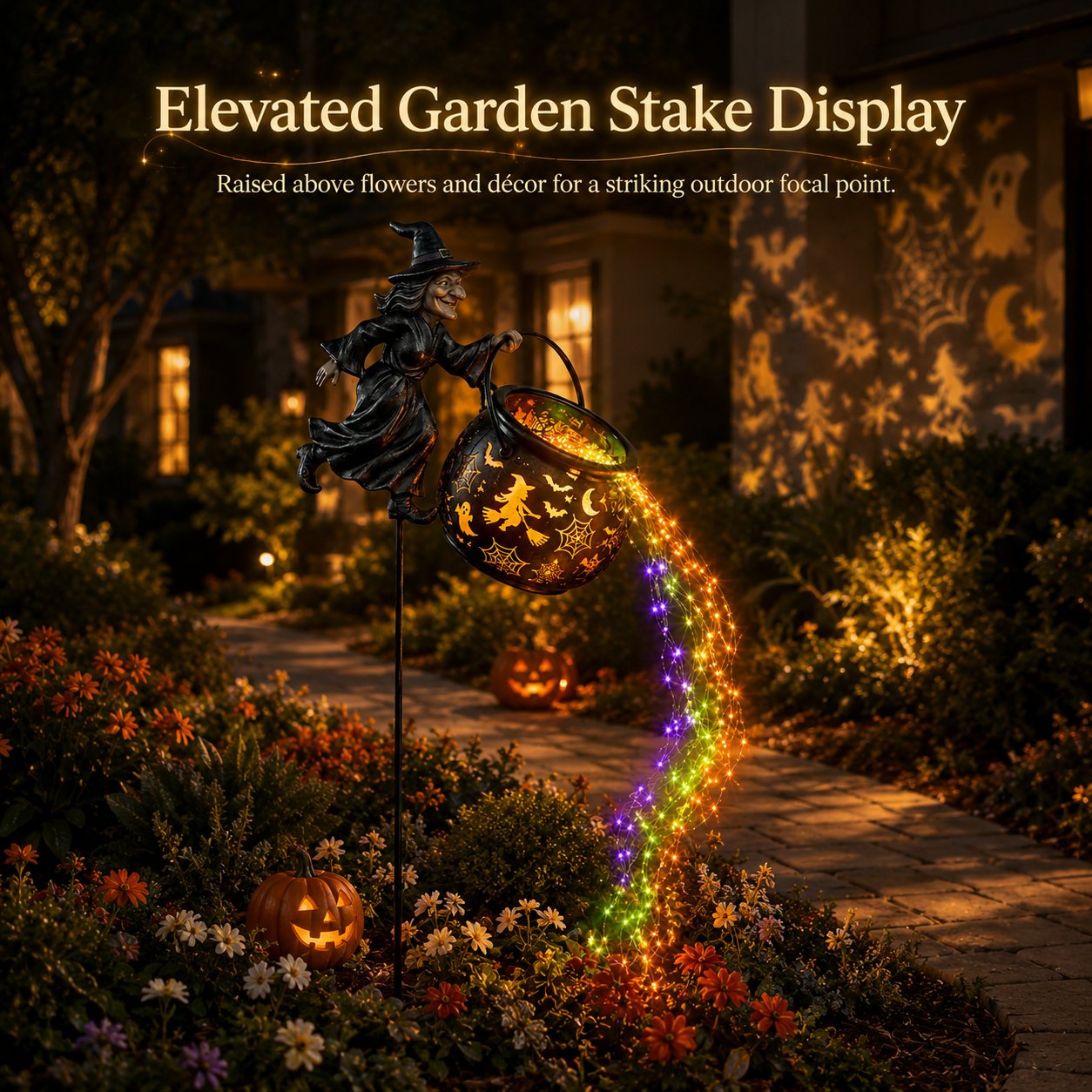 Halloween Witch Cauldron Solar Garden Light | 2026 Spooky Outdoor Decor