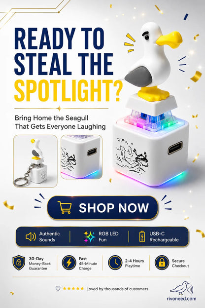 🐦 😂Seagull "MINE!" Sound Button Keychain – Real Sound & LED Light Fun Gift