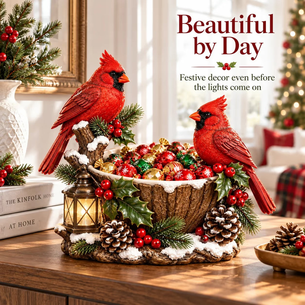⭐🎄 49% OFF | Lighted Cardinal Treat Bowl – A Cozy Christmas Centerpiece for Home